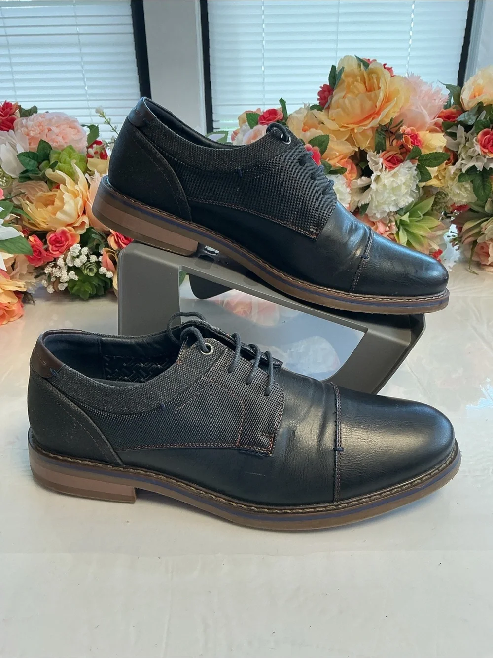 Freeman Hudson Black Cap Toe Derby Oxford Memory Foam Shoes Men’s 9.5M